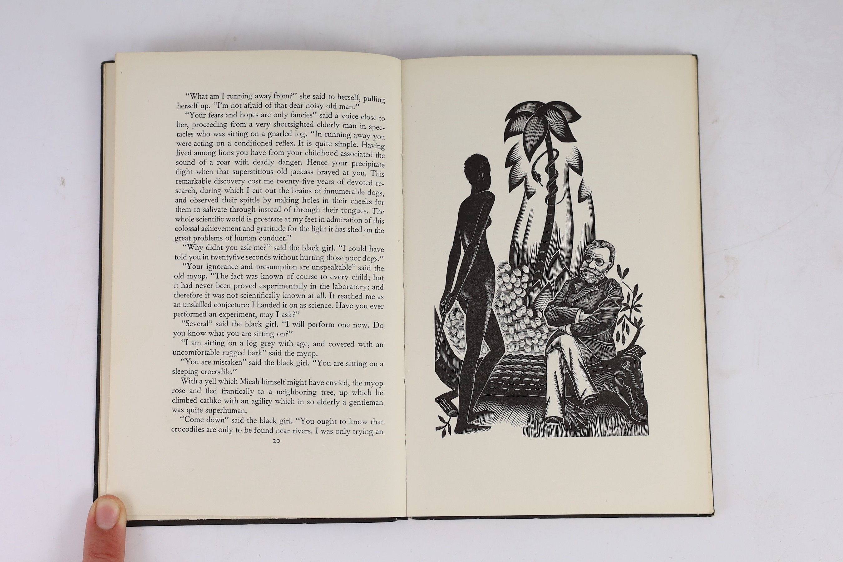 Shaw, Bernard - The Adventures of the Black Girl in her Search for God, 1st edition, illustrated with 20 wood engravings by John Farleigh, 8vo, original pictorial boards, Constable & Company Limited, London, 1932